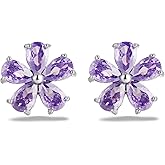 MOLATTA Stud Flower Floral Earrings for Women CZ Sparkle Stud Earrings Cubic Zirconia Cherry Blossom