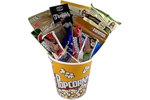 Gift Basket, Movie Night: Popcorn Bowl 7" x 7": Truffles, Popcorn, Nuts, Chocolates and more