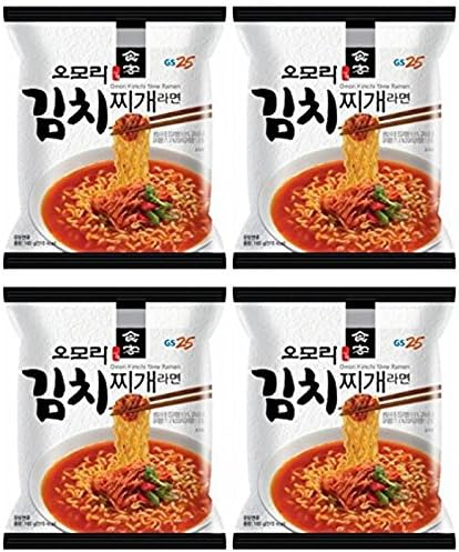 Korean Hot and Spicy Best Noodle (Omori Kimchi Stew Ramen - 4 Pack)