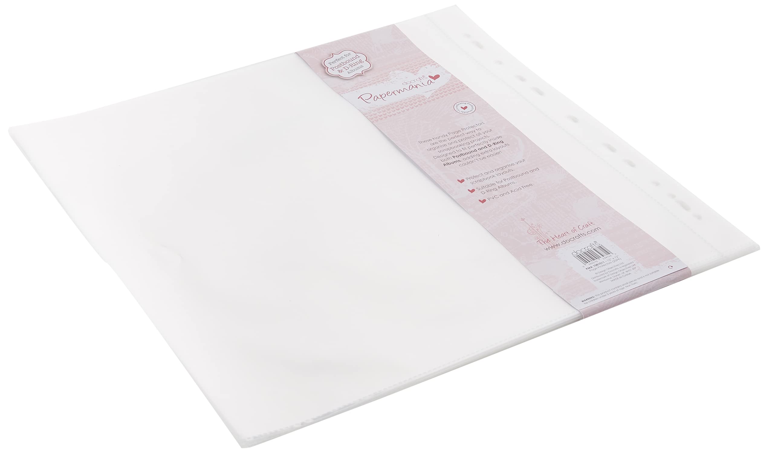 Papermania Page Protectors, PVC & Acid Free, Clear, 12 x 12", Suitable For Postbound & D-Ring Albums, File Organiser for Home, Office and School