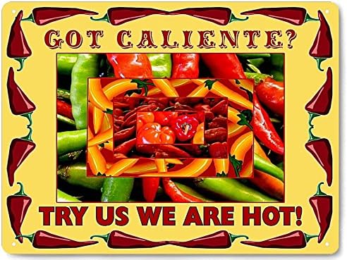 Hot Peppers METAL SIGN Caliente Mexican food hot sauce / funny retro restaurant diner deli wall decor 179