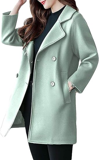 Amazon Zhongjue ジュージェン レディース コート スリム ダッフルコート 無地 チェスターコート 韓国ファッション アウターロングコート 黒 8グリーン コート ジャケット 通販