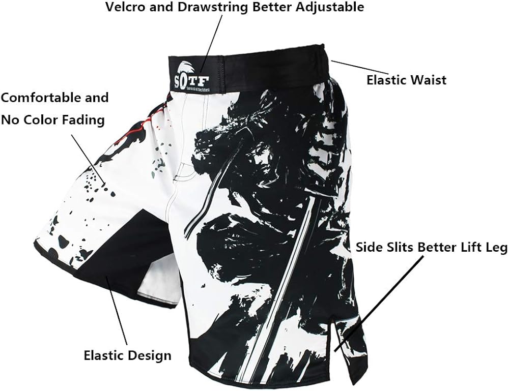 SOTF MMA Shorts Muay Thai Boxing Trunks Comfortable Kickboxing Fight Wear: Clothing