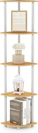 Furinno Turn-N-Tube Corner Shelf 5-Tier Beech Open Storage 29.5x146.6x29.5 cm