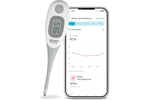 Vive Precision Smart Oral Thermometer - FSA/HSA Approved Medical Grade Body Temperature Reader for Adults, Babies - Digital Fever Monitor with App for Home Use, Under The Tongue, Armpit & Rectal