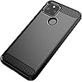 KEEPCA for Google Pixel 5 case,Slim Thin Soft Skin Silicone Flexible TPU Rubber Gel Anti-Scratch Shockproof Carbon Fiber Protective Cases Cover for Google Pixel 5,Brushed Black