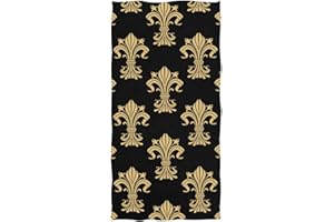 Naanle Gorgeous Golden Fleur-De-Lis Vintage Pattern Highly Absorbent Soft Large Decorative Guest Hand Towel for Bathroom, Hotel, Gym and Spa (16 x 30 Inches,Black)