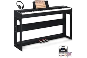 Ktaxon Digital Piano 88-Key Weighted Action Electric Piano with 3-Pedal Unit, Double Bluetooth, Split/Touch/Transpose Control Functions(Black)