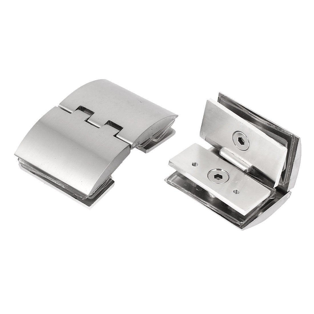 Sourcingmap Frameless Shower Door Hinge 8mm Thick Glass to Glass Clips Clamps 2pcs