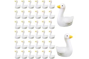 50pcs Mini Tiny Gooses Resin Animal Figurines - Handcrafted Small Desk Goose Decor for Cake Toppers, DIY Crafts, Micro Landsc