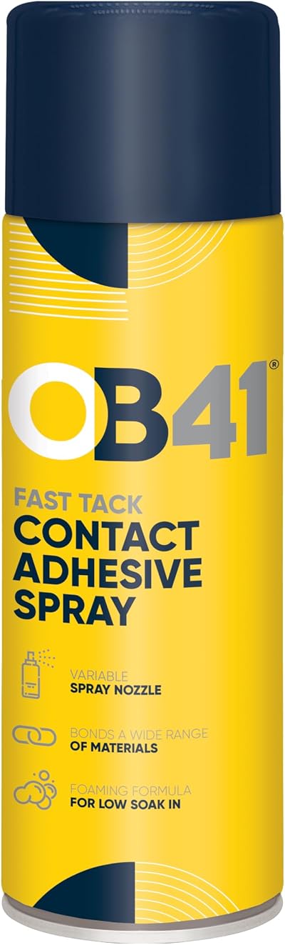 OB41 Fast Tack Contact Adhesive Spray 500ml Quick Dry Solvent Based High