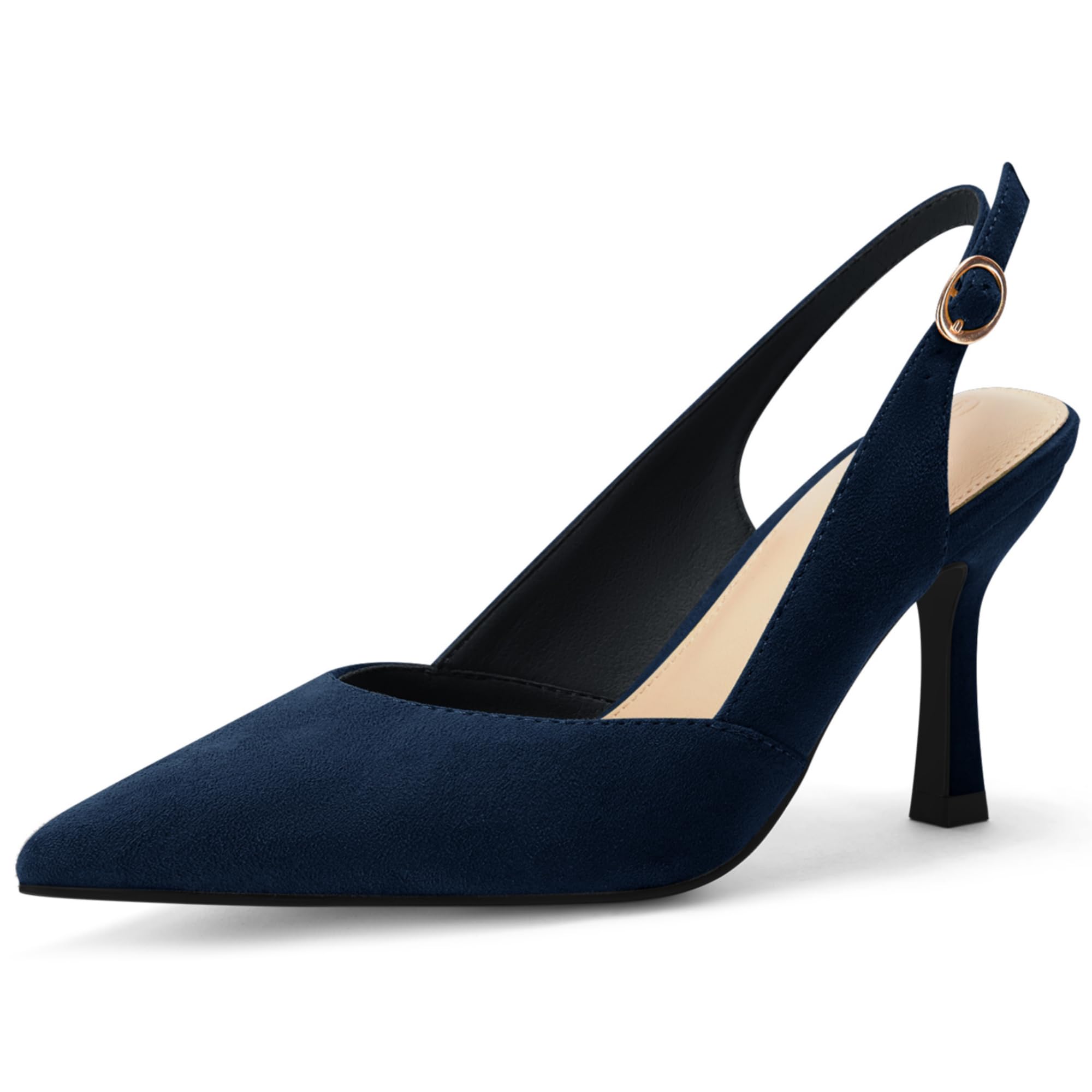 Photo 1 of Rilista Women's Slingback Kitten Heels Closed Pointed Toe Wedding Party Dress Pumps Shoes Navy/Suede Size Unknown 