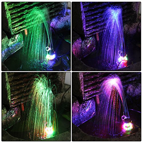 OTTFF 1.5cm/0.59" Inside Diameter - 12 LEDs Fountain Ring Lights Auto Colored Changing Submersible Water Pump Lighting for Garden Fish Aquarium with 4.7+4.5ft Overlength Cable (1) - Thumbnail 4