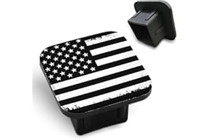 Tnomchey American Flag Trailer Hitch Cover 2 Inch Grunge White Black Stars Stripes Retro USA Trailer Hook Dust-Proof Plug Square Mouth Protection Cover Rubber Receiver Tube Hitch Plug for Cars