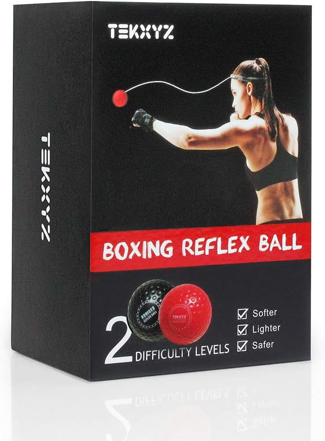 TEKXYZ Boxing Reflex Ball, 2 Difficulty Level Boxing Ball with Headband, Softer Than Tennis Ball, Perfect for Reaction, Agility, Punching Speed, Fight Skill and Hand Eye Coordination Training : Sports & Outdoors
