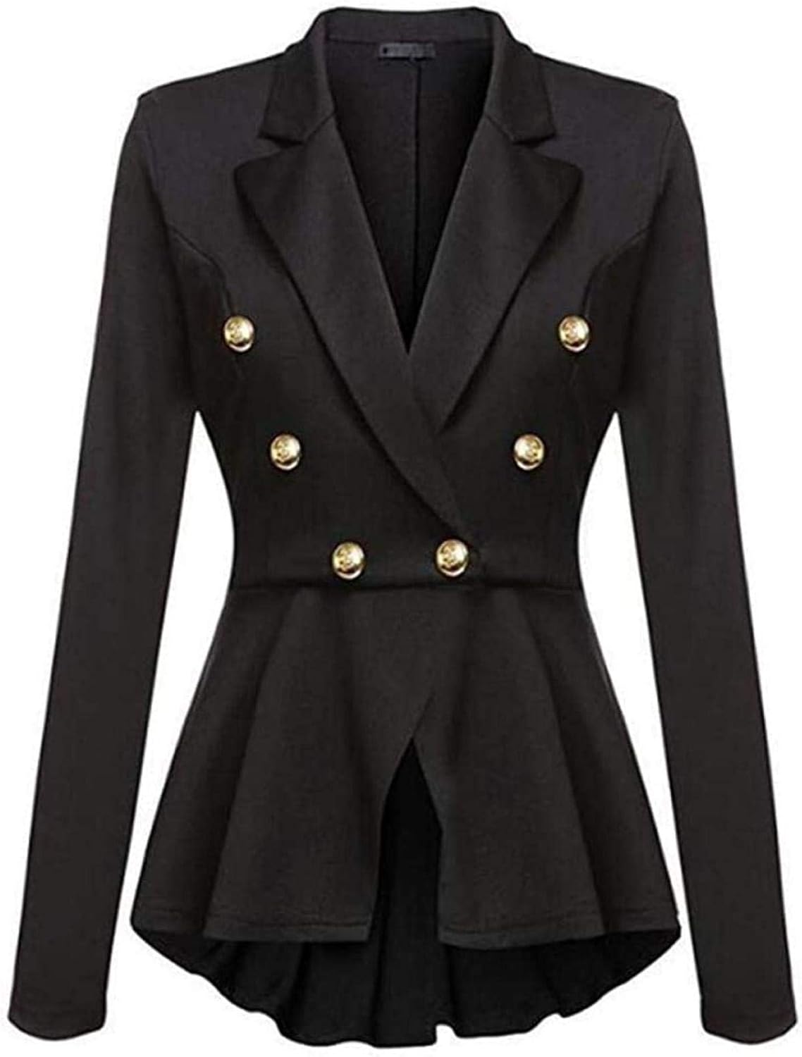 Women Double Breasted Gold Button Military Blazer Autumn Office Ladies Coat Formal Jacket