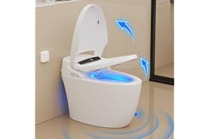 Vipbear Smart Toilet with Heated Seat and Night Light, Tankless Toilets for Bathroom, Modern One Piece Toilet Standard Comfort Height Toilet with Auto Flush, Auto Open Close Lid/Seat,Slow Close, ADA