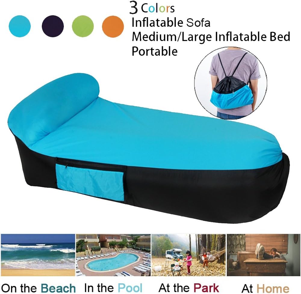 LOUTALA Inflatable Lounger Air Sofa Hammock-Portable Inflatable Couch Air Lounger with Portable Package Air Chair for Camping Travel Picni Pool Hiking Beach