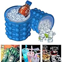 HUPLUE silicone Ice Bucket Ice Cube Maker Bottle Portable Ice Bucket for Drinking,Beer, Whiskey,Home Kitchen Trip Sports Ice Cube Bucket Maker