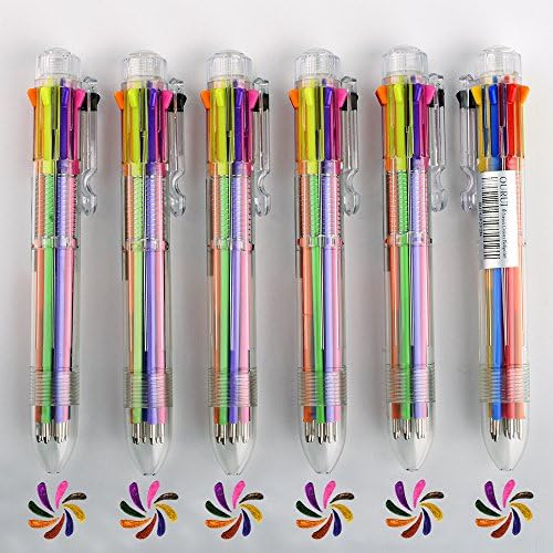8 Colors Multicolor Pens 8-in-1 Retractable Ballpoint Pens for Office School Supplies Students Children Gift(Pack of 6)