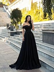 Off Shoulder Satin Prom Dresses Ball Gown Plus Size