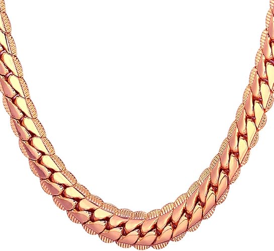 Amazon U7 ネックレス メンズ 喜平チェーン 9mm 55cm ピンクゴールドメッキ ヒップホップ ストリート アクセサリー かっこいい チェーン 通販