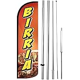4 Less Co BIRRIA Windless Swooper Flag Feather Banner Large Sign 15 ft Tall Pole Spike Kit, yq-h