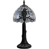 Wettal Stained Glass Raven Lamp Table Light with Handcrafted Lampshade - Vintage Spooky Small Crow Lamp for Bedside Bedroom Living Room Goth Gifts Home Decoration (6Wx12.5H,Vintage)