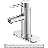 Chrome Bathroom Faucets, Single Handle Bathroom Sink Faucet, Modern Deck Mount Single Hole Lavatory Vanity Faucet for Bathroo