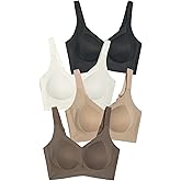 4 Pack Seamless Bra for Women, No Underwire Comfortable T-Shirt Bras,Jelly Bra