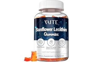 VAITE Sunflower Lecithin Gummies 800mg - Supplements for Clogged Milk Ducts, Organic Phosphatidyl Choline Supplement, Non-GMO, Vegan, Soy-Free, Gluten-Free, Improve Memory Boosting - 60 Count