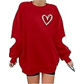 Valentines Sweatshirts for Women Valentines Shirts Valentine's Gifts Oversized Heart Long Sleeve Shirt