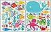 Ocean Fish Wall Decals – Sea Whale Turtle Tropical Creatures Bathroom Stickers - Cartoon Decorative Bathroom Wall Decal for Kids [>50 Art Decals]