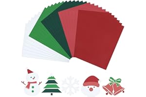 JULBEAR 30 Sheets Christmas Cardstock Paper, 5 Colors 8.5x11 Red Green Pastel Printer Construction Paper Christmas Crafts Scr
