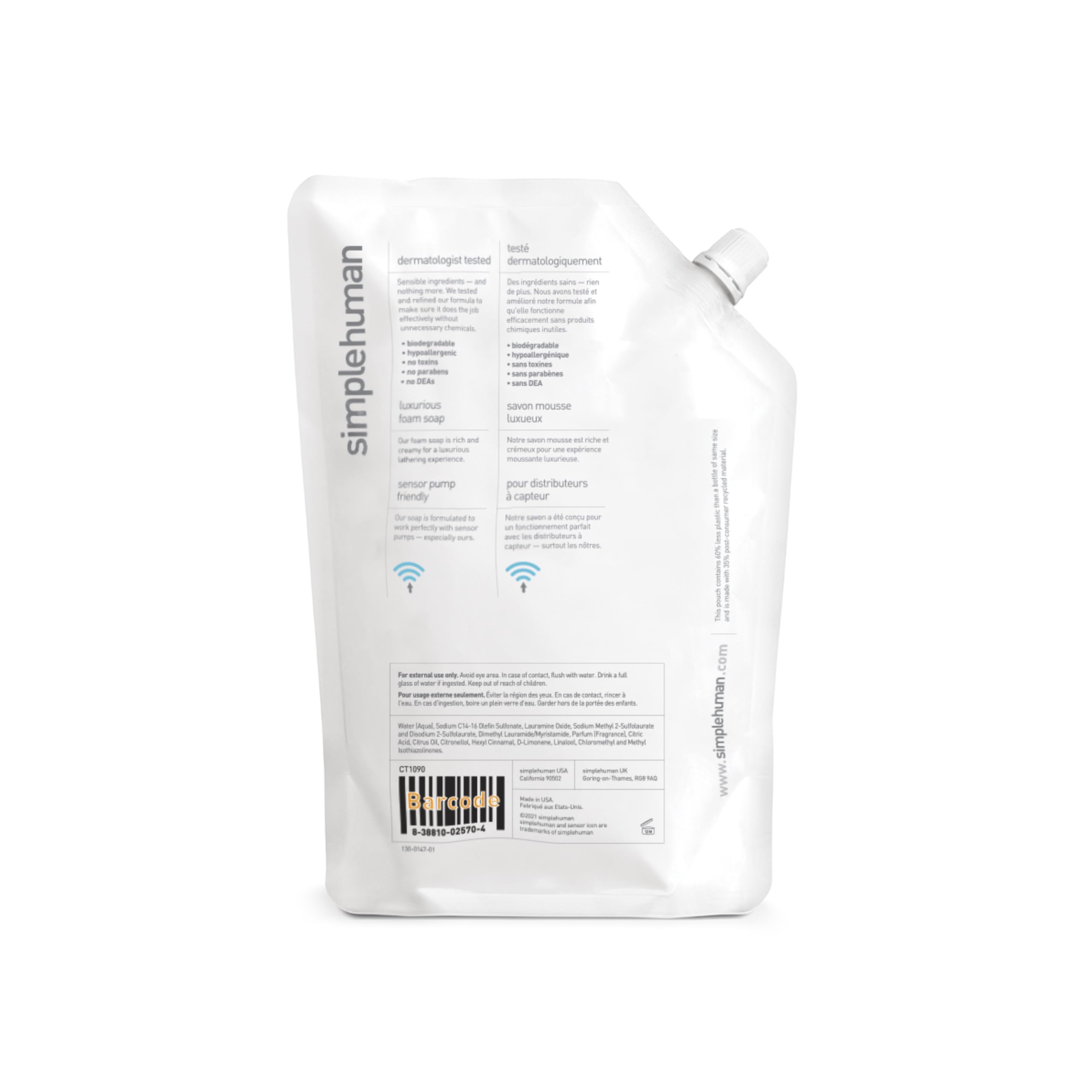 simplehuman Citrus Blossom Dish Soap Refill Pouch, 34 Fl Oz.