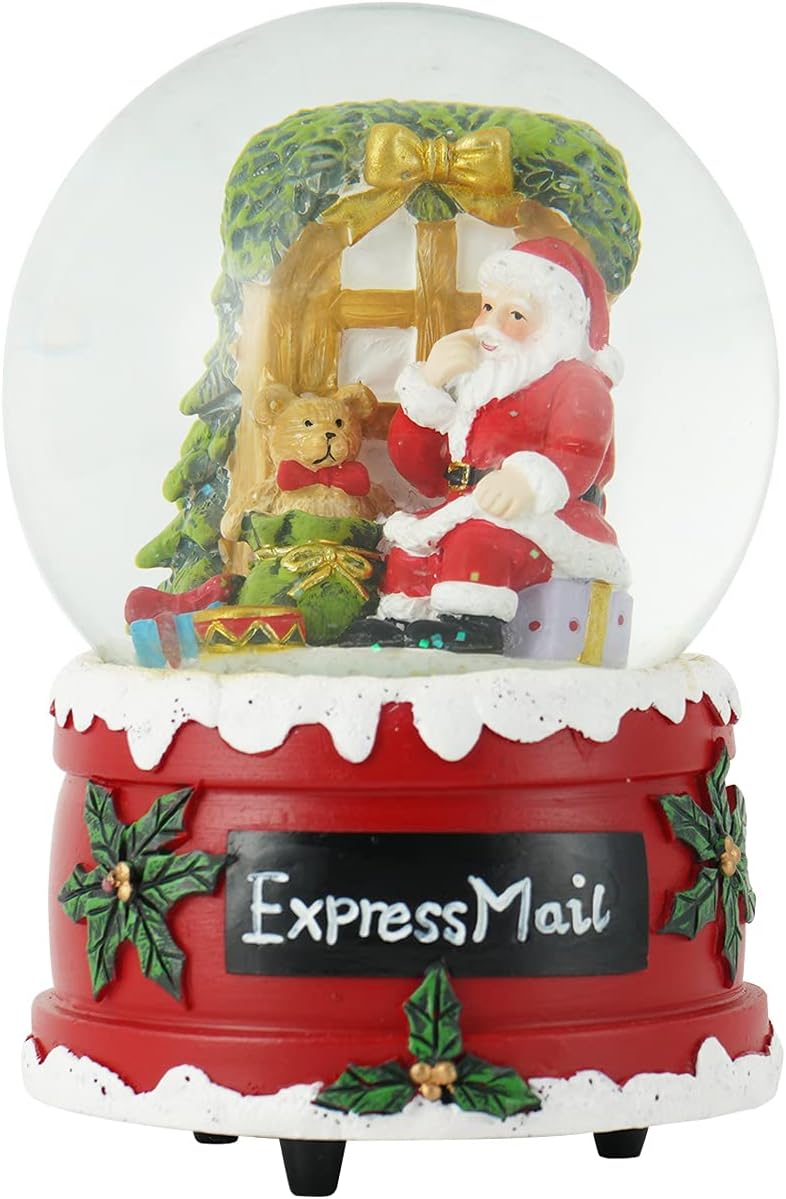 Snow Globes - Snow Globes Glitter Water Globe Decoration Musical Snow Globes Decor Plays We Wish You a Merry Christmas, 100mm, Santa Claus Express Mail