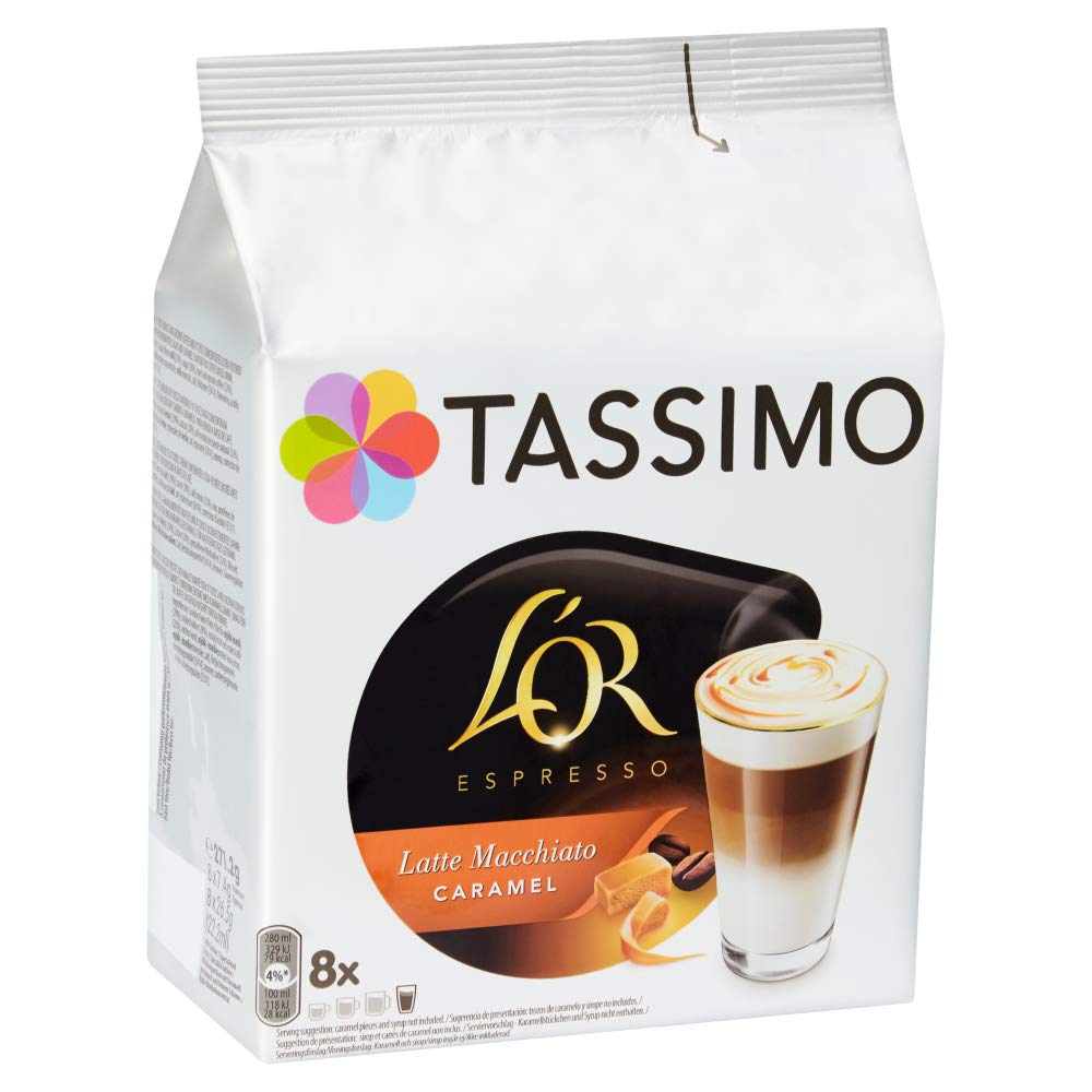 Tassimo L'OR Latte Macchiato Caramel Coffee Pods (Pack of 5, Total 80