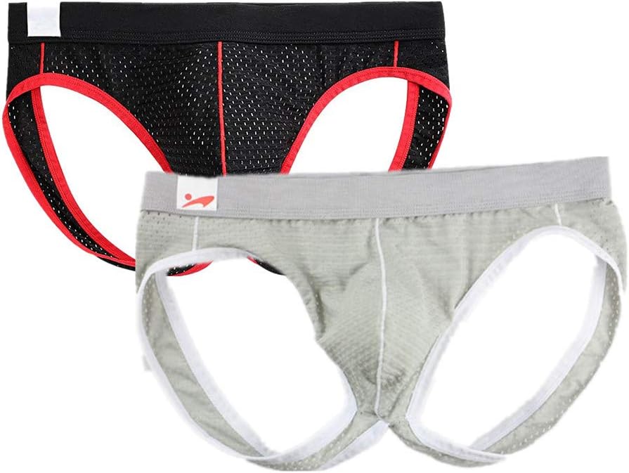 HuntDream Men's Jockstrap Supporter Low Rise Bulge Pouch Mesh Thong