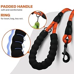 Taglory Rope Dog Leash 5 FT with Comfortable Padded