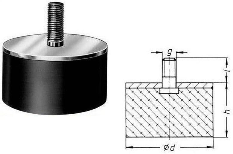Ganter Normelemente GN 352-30-30-M8-S-55 Buffer, Black, Durchmesser: 30mm Höhe: 30mm, Set of 10 Pieces, Durchmesser: 30mm; Höhe: 30mm - Image 4