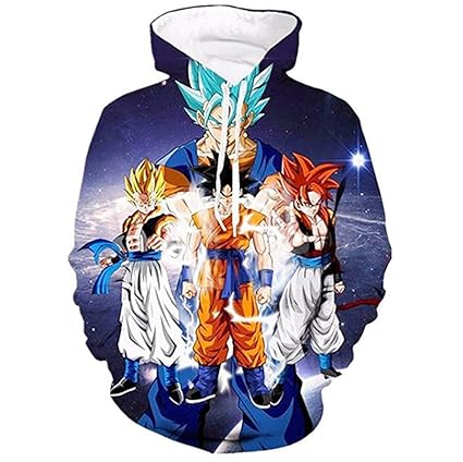 CHENMA Herren Dragon Ball 3D-Druck Pullover Kapuzen-Sweatshirt mit Kängurutasche