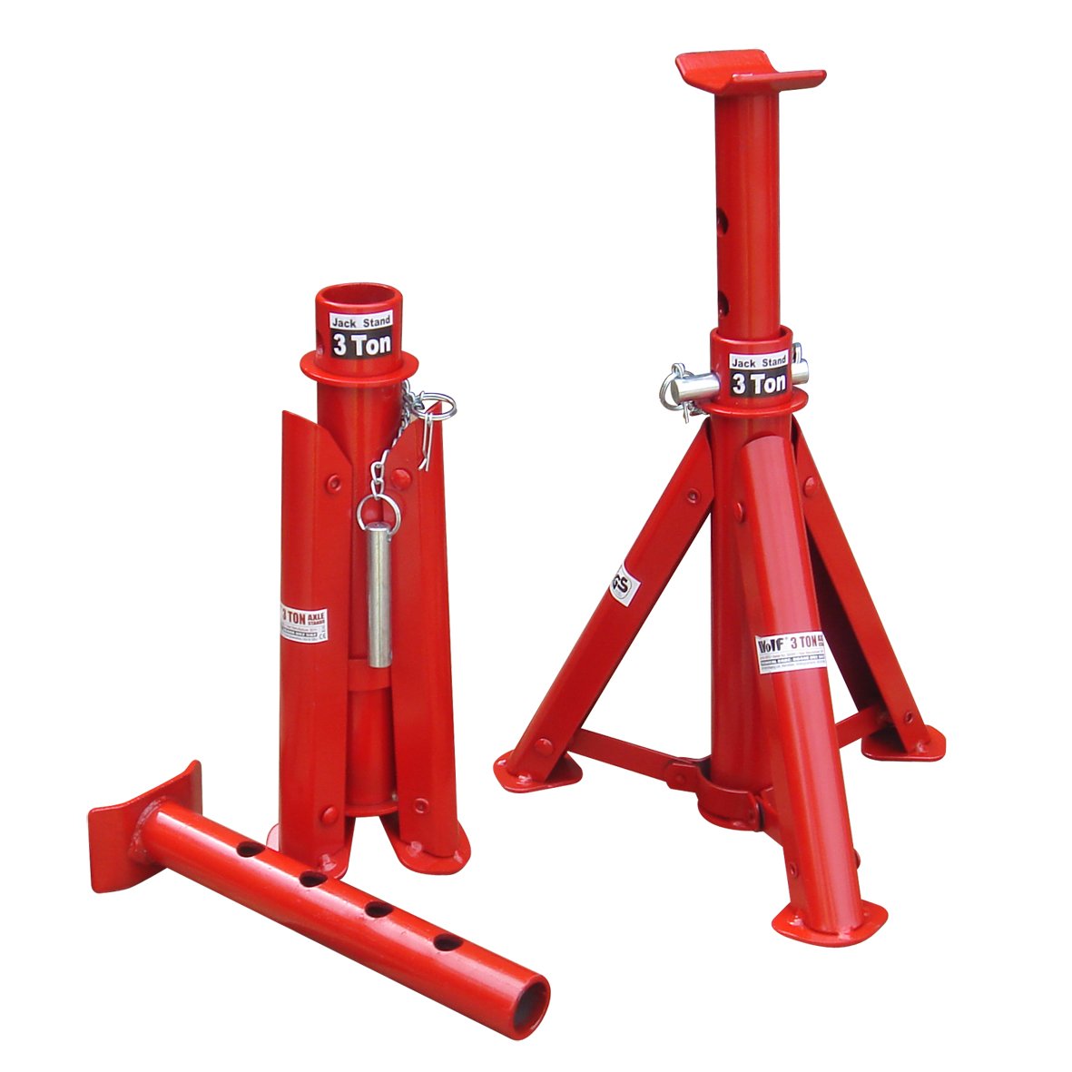 Buy Wolf Vehicle Pair 3 Ton Tonne Steel Folding Axle Jack Stands Car
