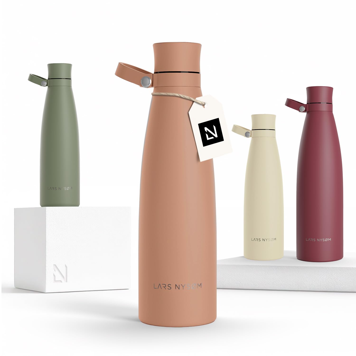 LARS NYSØM Stainless Steel Insulated Water Bottle 750ml, 1L | Insulated Thermo Flask for Hot and Cold Beverages | Leakproof Drinking Bottle (Blush Rose, 750ml)