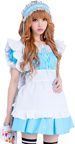 Amazon Anna Mu ハロウィン 仮装 アニメ ふしぎの国のアリス アリス メイド イースター コスプレ衣装 大人用コスチューム 水色 Z681 コスプレ 仮装 通販