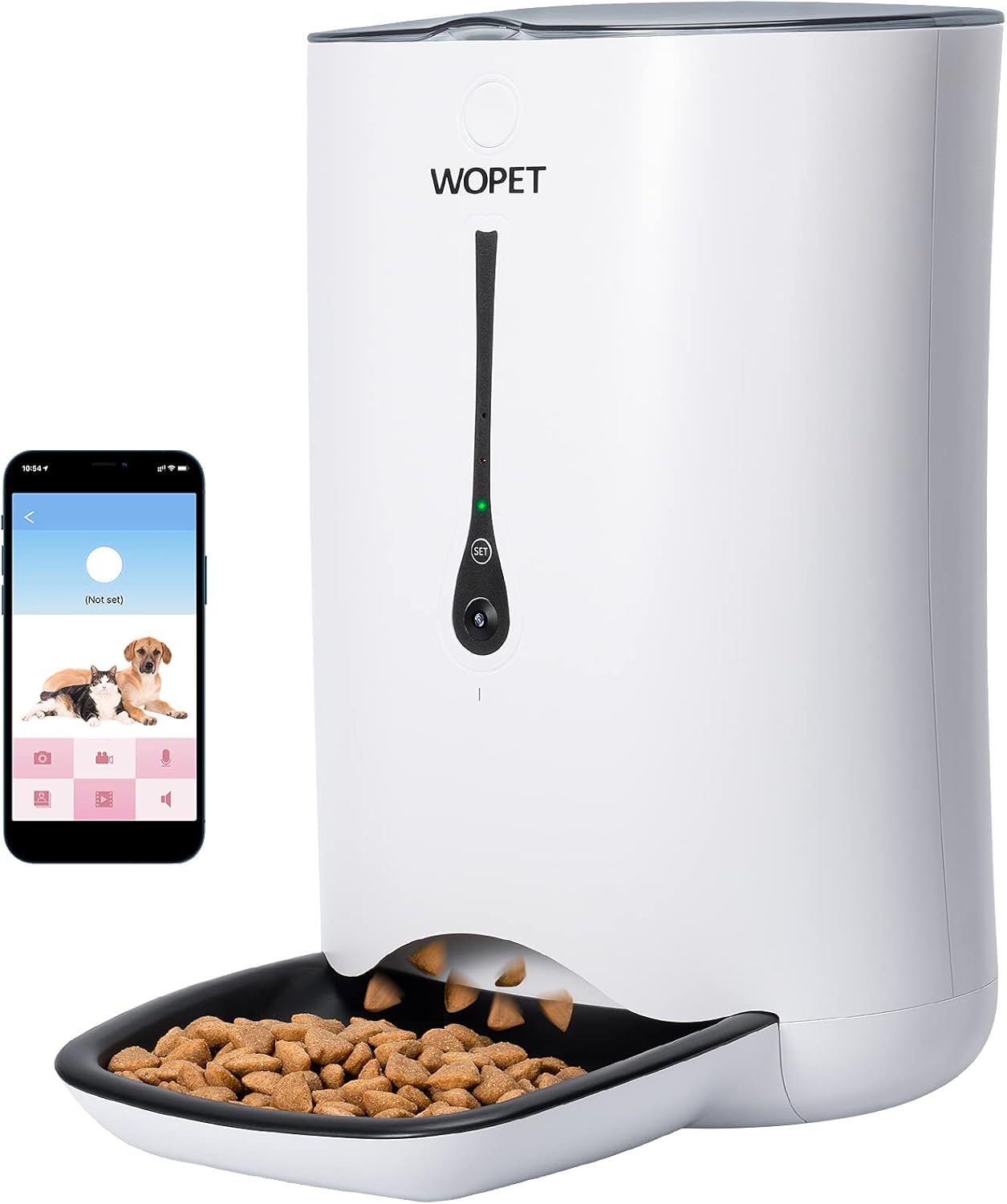 Pet Supplies : WOPET Automatic Cat Feeder with Camera, 7L App Control Smart Feeder Cat Dog Food Dispenser, 6-Meal Auto Pet Feeder with Timer Programmable, HD Camera for Voice and Video Recording : 