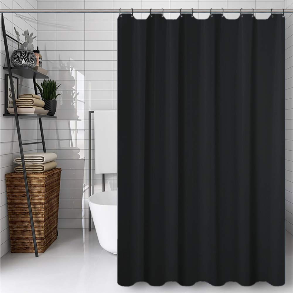 CXTAI Black Shower Curtain, Mould Proof and Mildew Resistant Washable Polyester Bathroom Curtains w/12pcs Hooks (71x71inch,180x180cm)