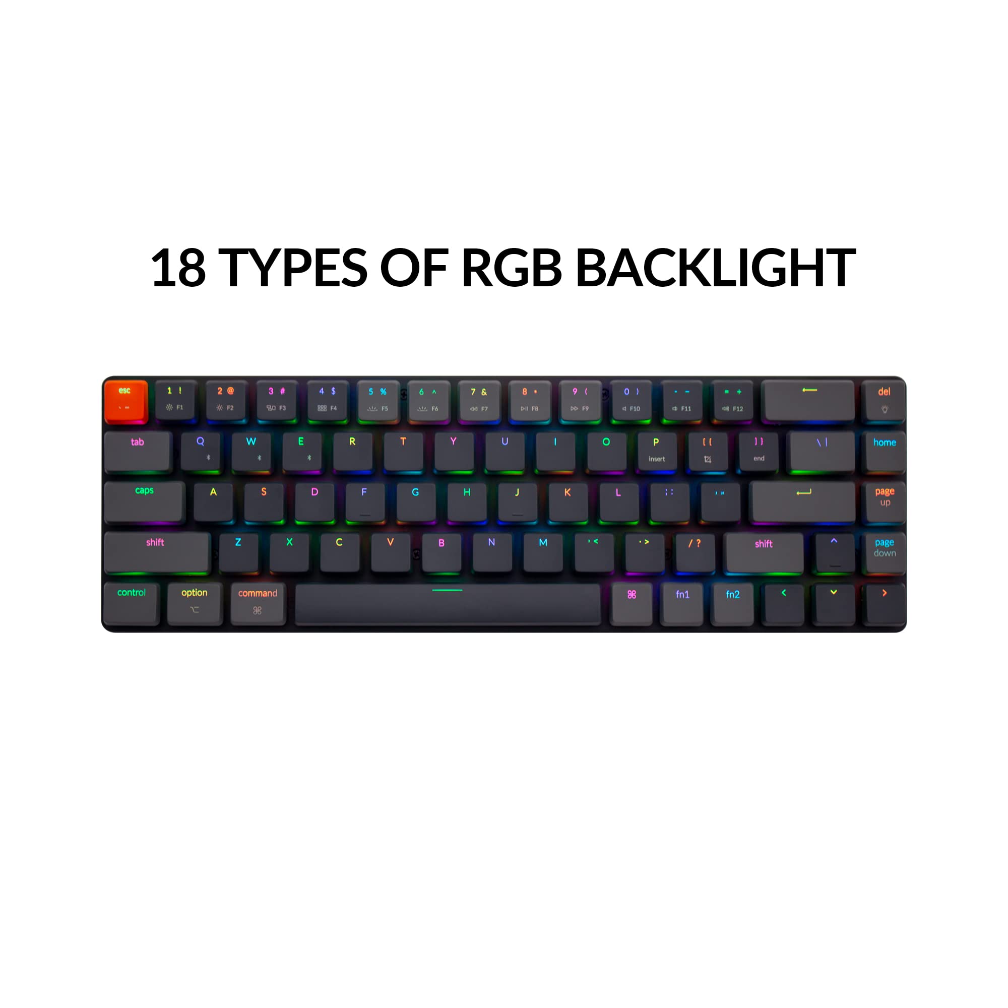 Keychron K7 65% Layout 68-Key Ultra-Slim RGB Backlit Hot-swappable Computer Keyboard for Mac Windows, Wireless Bluetooth/Wired USB Mechanical Keyboard with Low-Profile Optical Mint Switch