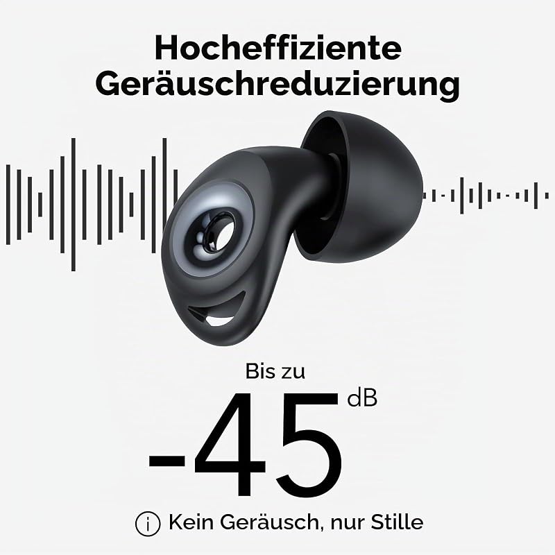Ohrstöpsel zum Schlafen, 45dB Noise Cancelling Gehörschutz Silikon Earplugs