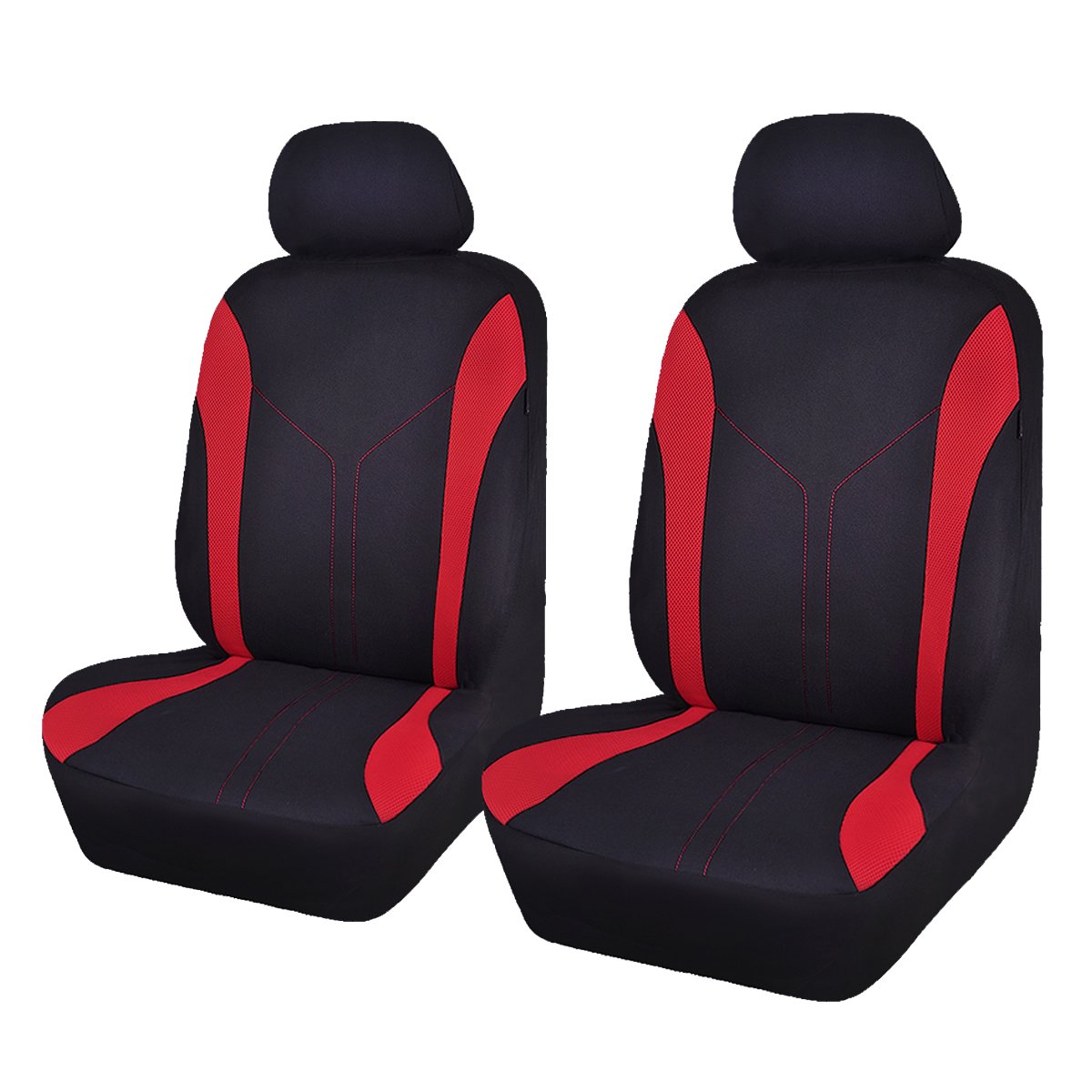 Photo 1 of Flying Banner Car Seat Covers Front Seats and Rear Bench Mesh Fabric Rear Bench Split Polyester Cover Easy Installation SUV CAR Woman Lady Femal (Front Set, Black Red)