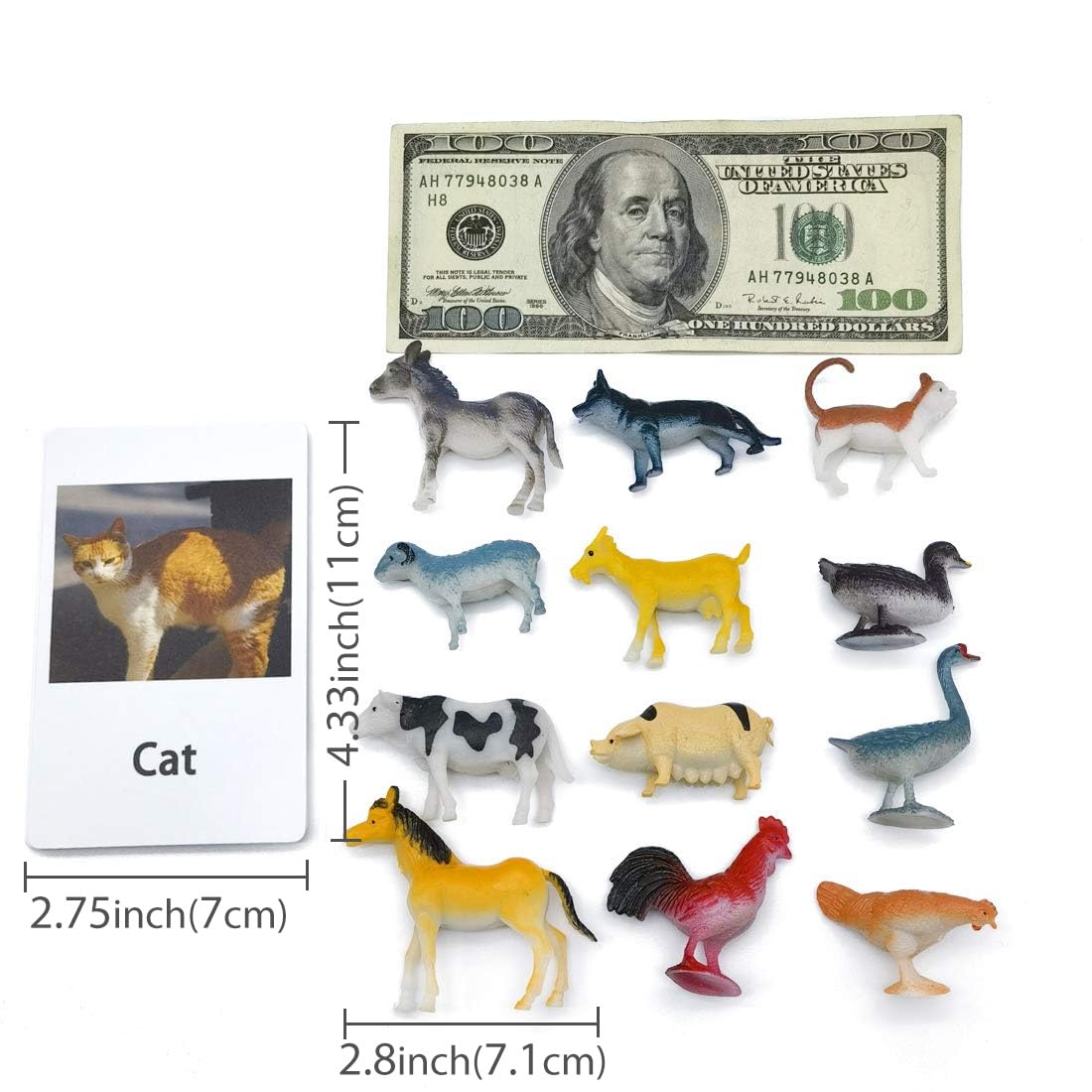 MEROCO Montessori Animal Match Cards - Miniature Poultry Animals with Matching Card - 2 Part Cards. Montessori Learning Toy, Language Materials TZX106